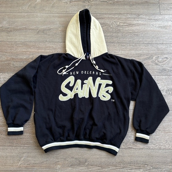NFL Other - Vintage New Orleans Saints Black & Cream Starter Brand Pullover Hoodie